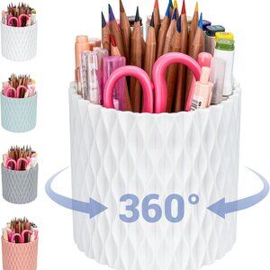 Pen Holder - 360° Rotating, 5 Slot Pen Holder For Desk. Pencil Holder For